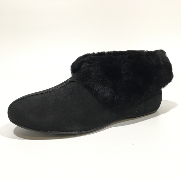 UGG NERINE BOOTIE SLIPPER -BLACK LAMB SUEDE / SHEEPSKIN CUFF WOMEN’S US 10 -NEW - Picture 1 of 9